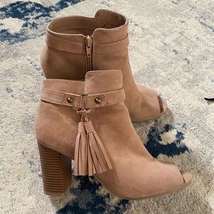 Charlotte Russe tan open toed booties